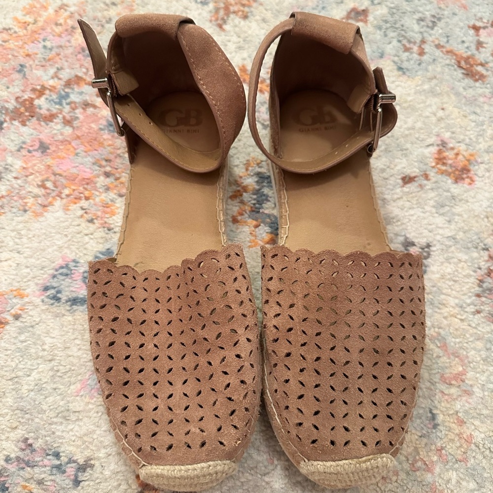 Gianni Bini Tan Espadrille Shoes with Woven Design